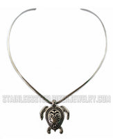 Heavy Metal Jewelry Ladies Turtle Pendant V-Cuff Necklace Stainless Steel Matching Earring Set SP2505