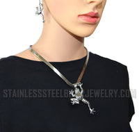 Heavy Metal Jewelry Ladies Frog Pendant V-Cuff Necklace Stainless Steel Matching Earrings SP2510