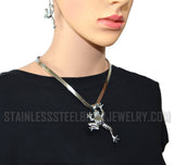 Heavy Metal Jewelry Ladies Frog Pendant V-Cuff Necklace Stainless Steel Matching Earrings SP2510