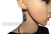 Heavy Metal Jewelry Ladies Teardrop Pendant Omega Necklace Matching Earrings Set Stainless Steel SP26