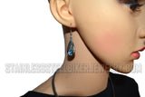 Heavy Metal Jewelry Ladies Teardrop Pendant Omega Necklace Matching Earrings Set Stainless Steel SP26