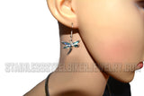 Biker Jewelry Ladies Dragonfly Pendant Omega Necklace Matching Earrings Set Stainless Steel SP20