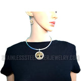 Heavy Metal Jewelry Tree Of Life Pendant With Omega Necklace Stainless Steel Matching Earring Set SP2545