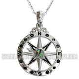 Heavy Metal Jewelry Abalone Compass Pendant Only with Adjustable 16 inch - 20 inch Chain Necklace Stainless Steel SP78