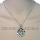 Heavy Metal Jewelry Abalone Compass Pendant Only with Adjustable 16 inch - 20 inch Chain Necklace Stainless Steel SP78