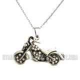 Biker Jewelry Ladies Bling Motorcycle Pendant Stainless Steel SP67