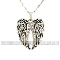 Ladies Bling Angel Wing Pendant with Necklace Stainless Steel SP68