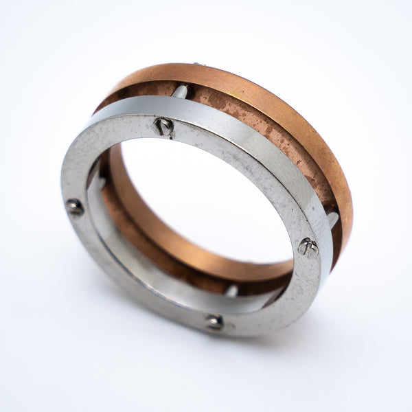 Precision Copper & Stainless Steel Two-Tone Men's Ring SR19