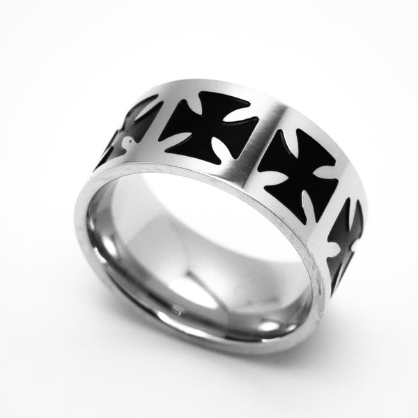 Iron Cross Ring Unisex Wide Comfort Fit Ring Biker Jewelry Stainless Steel SR50