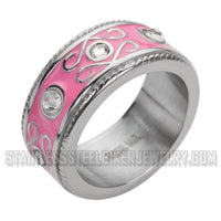 Heavy Metal Jewelry Ladies Swirl Design Ring Stainless Steel (Variety of Colors) SR1002