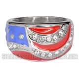 Ladies American Flag Ring Stainless Steel SR4