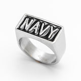 "NAVY" Signet Military Unisex Ring Stainless Steel SR100