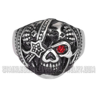 Men's Eye Patch Skull Stainless Steel Ring Jewelry SR219