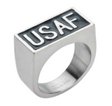 "USAF" Signet Military Ring Air Force Stainless Steel Unisex Ring SR101
