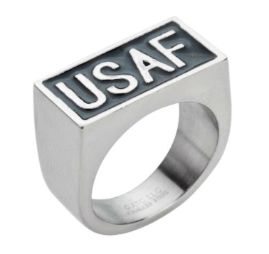 "USAF" Signet Military Ring Air Force Stainless Steel Unisex Ring SR101