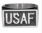 "USAF" Signet Military Ring Air Force Stainless Steel Unisex Ring SR101