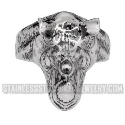 Heavy Metal Jewelry Men's Large Rhino Stainless Steel Ring SR1023