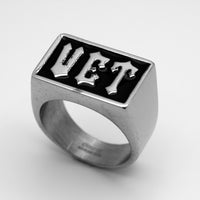 "VET" Signet Veteran's Military Ring Stainless Steel SR102