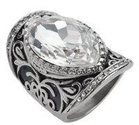 Ladies BIG Crystal Ring Stainless Steel SR103