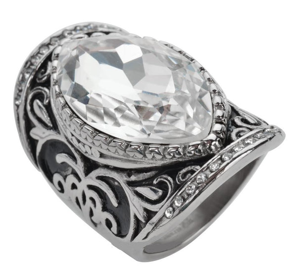 Ladies BIG Crystal Ring Stainless Steel SR103
