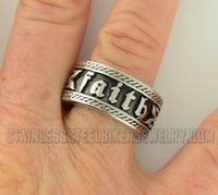 Heavy Metal Jewelry Ladies Faith Wedding Band Ring Stainless Steel SR1046