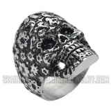 Heavy Metal Jewelry Ladies Flower Skull Ring Stainless Steel SR1057