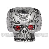 Heavy Metal Jewelry Ladies Red Eye Skull Ring Stainless Steel SR1058