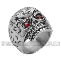Heavy Metal Jewelry Ladies Red Eye Skull Ring Stainless Steel SR1058