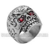 Heavy Metal Jewelry Ladies Red Eye Skull Ring Stainless Steel SR1058