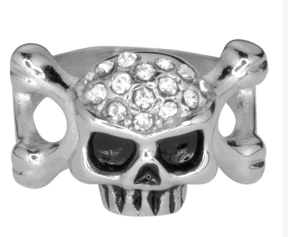 Ladies Skull Crossbones Bones Motorcycle Biker Ring SR105