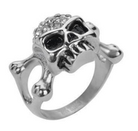 Ladies Skull Crossbones Bones Motorcycle Biker Ring SR105