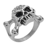 Ladies Skull Crossbones Bones Motorcycle Biker Ring SR105