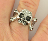 Ladies Skull Crossbones Bones Motorcycle Biker Ring SR105