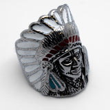 Men's Large Indian Head Stainless Steel Ring Enamel SR106