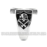 Heavy Metal Jewelry Men's Maltese Cross Skull Stainless Steel Ring SR1076