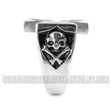 Heavy Metal Jewelry Men's Maltese Cross Skull Stainless Steel Ring SR1076