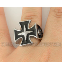 Heavy Metal Jewelry Men's Maltese Cross Skull Stainless Steel Ring SR1076