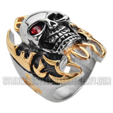 Heavy Metal Jewelry Men's Skull in Flames Ring Stainless Steel SR1078