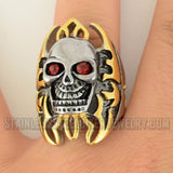 Heavy Metal Jewelry Men's Skull in Flames Ring Stainless Steel SR1078