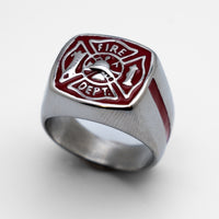Firefighters Stainless Steel Ring in Red SR108