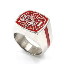 Firefighters Stainless Steel Ring in Red SR108