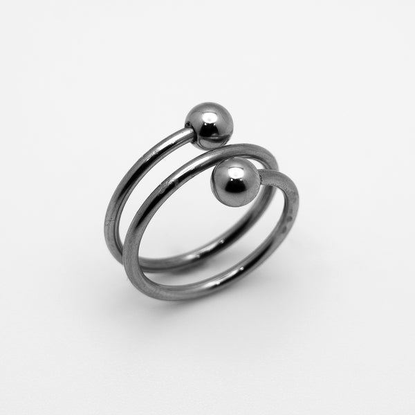 Spiral Wrapped & Ball Unisex Stainless Steel Ring SR10