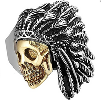 Heavy Metal Jewelry Stainless Steel Two-Tone Men's Indian Ring SR112