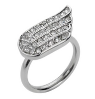 Heavy Metal Jewelry Ladies Bling Wing Ring Stainless Steel SR113