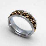 Heavy Metal Jewelry Men's Cuban Link Spinner Stainless Steel Ring Gold Edition SR116