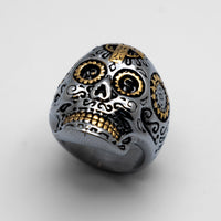 Wild Unisex Skull Ring Stainless Steel Gold Tone Gears and More SR117