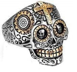 Wild Unisex Skull Ring Stainless Steel Gold Tone Gears and More SR117