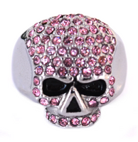 Heavy Metal Jewelry Ladies Pink Bling Skull Ring Stainless Steel SR119