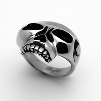 Flat Top Skull Biker Men's Stainless Steel Ring SR11