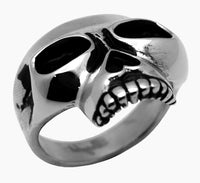 Flat Top Skull Biker Men's Stainless Steel Ring SR11